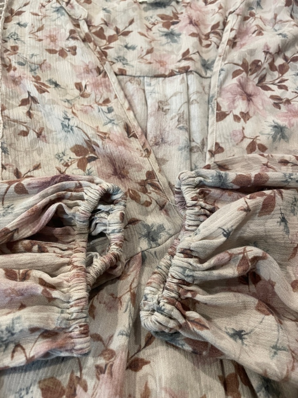 Boho Floral V-Neck Lace-Trim Blouse - Pink & Cream - Picture 11 of 15